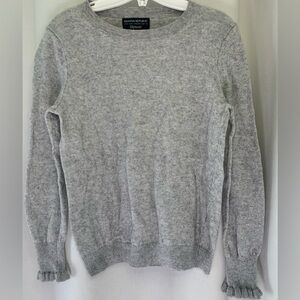 Banana Republic Woman's Gray Sweater w/Ruffle Cuffs, Fine Wool; Size Petite M